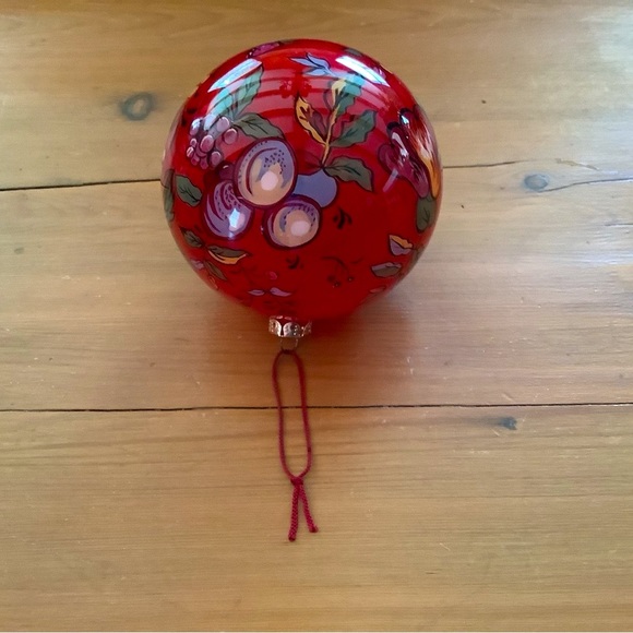 PIERRE DEUX FRENCH GLASS BALL ORNAMENT, RED, PEARS, GRAPES, PINEAPPLE FRUIT - Picture 7 of 12